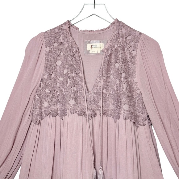 Anthropologie Lilac Embroidered Lace Tunic Women’s Ethereal Bohemian Dress Sz S - Picture 3 of 13